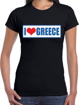 I love Greece / Griekenland landen t-shirt zwart dames L
