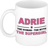 Adrie The woman, The myth the supergirl cadeau koffie mok / thee beker 300 ml