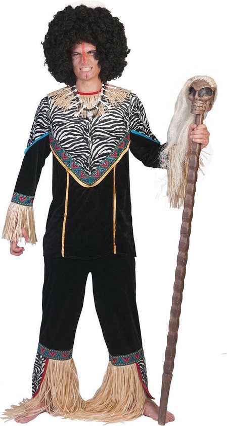 Jungle & Afrika Kostuum | Inboorling Man Smurfafa Kostuum | Maat 52-54 | Carnaval kostuum | Verkleedkleding