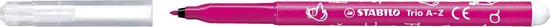 Roze STABILO Trio A-Z viltstift met afgenomen transparante dop.