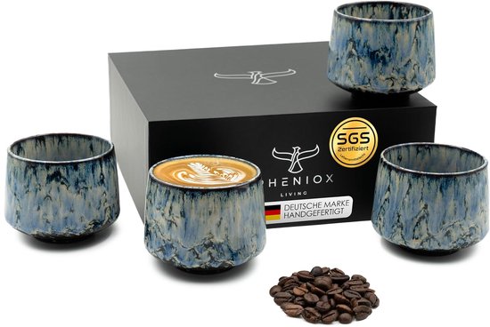 Set van 4 cappuccinokopjes met schoteltjes, 300 ml koffiekopjes