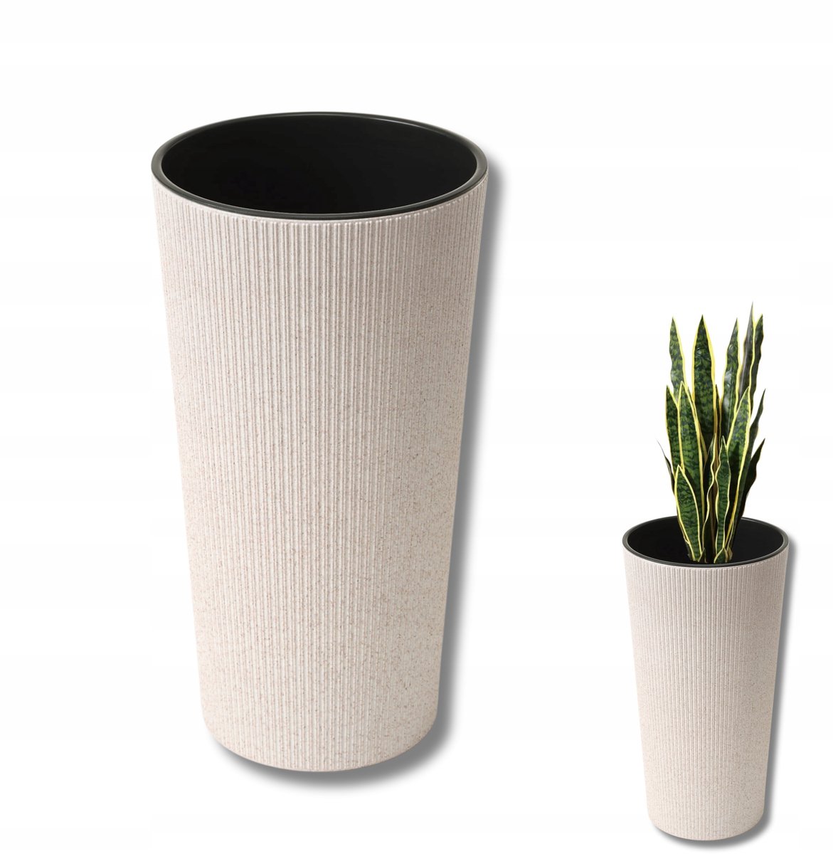 Lilia Jumper Hoge Pot - Ø 30cm H 57cm - Beige Eco Hout