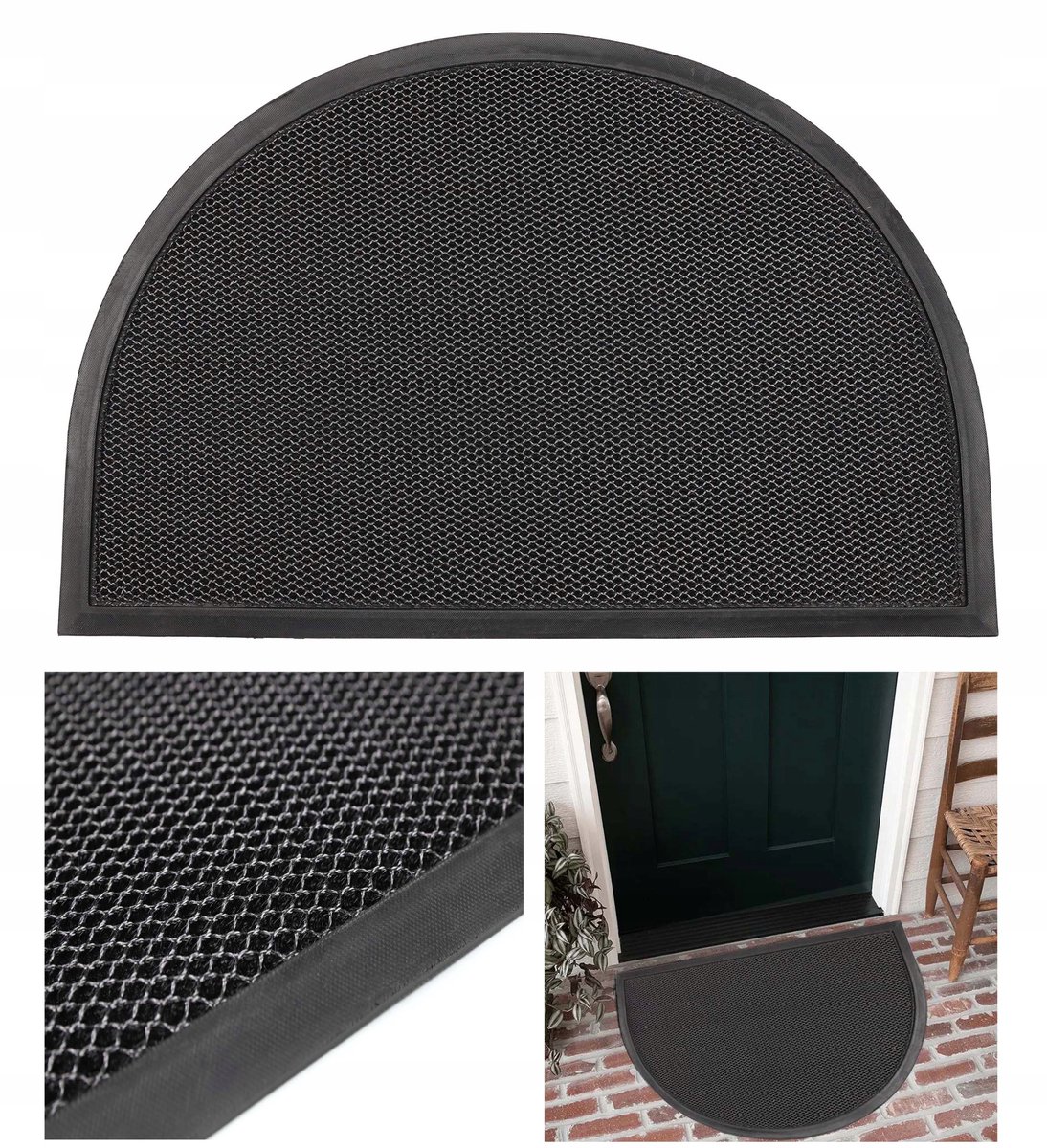 Halve Maan Deurmat 3D Net met Rand - Duurzaam & Absorberend 60x90cm