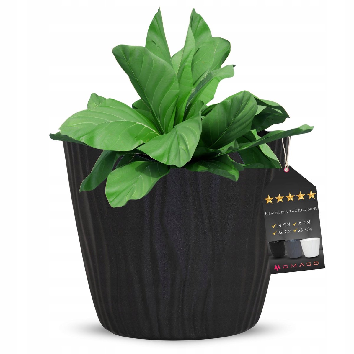 Moderne Antraciet Ribbel Pot met Inzet - 28cm