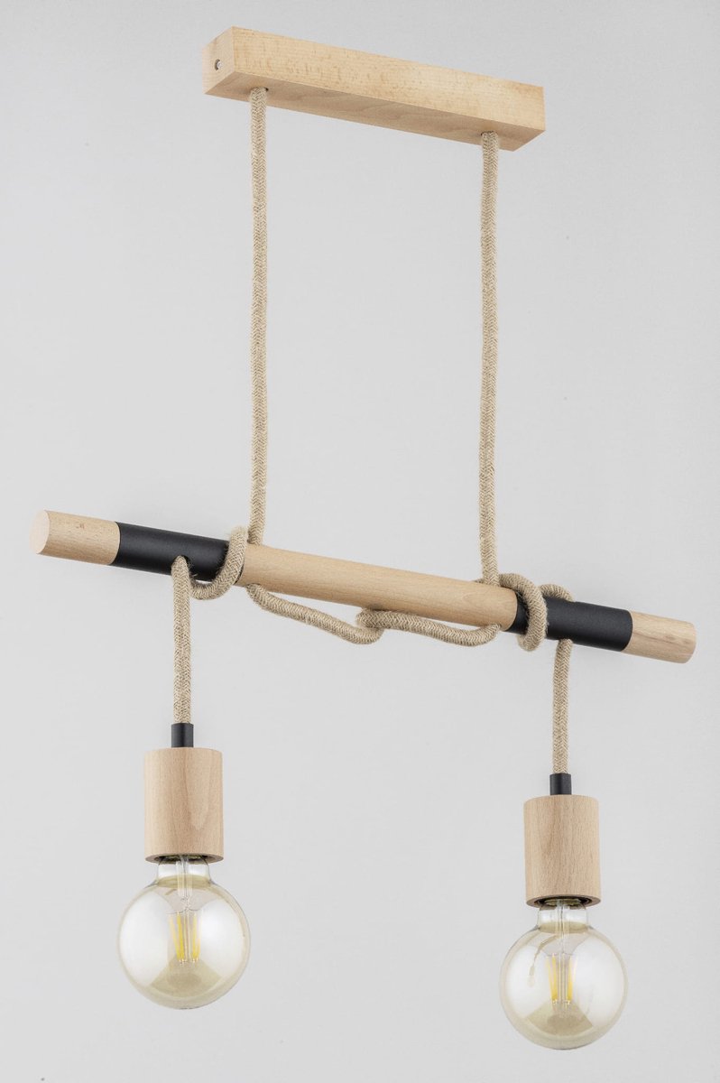 Houten Hanglamp Lancer 2x E27 Scandinavische Boho Stijl