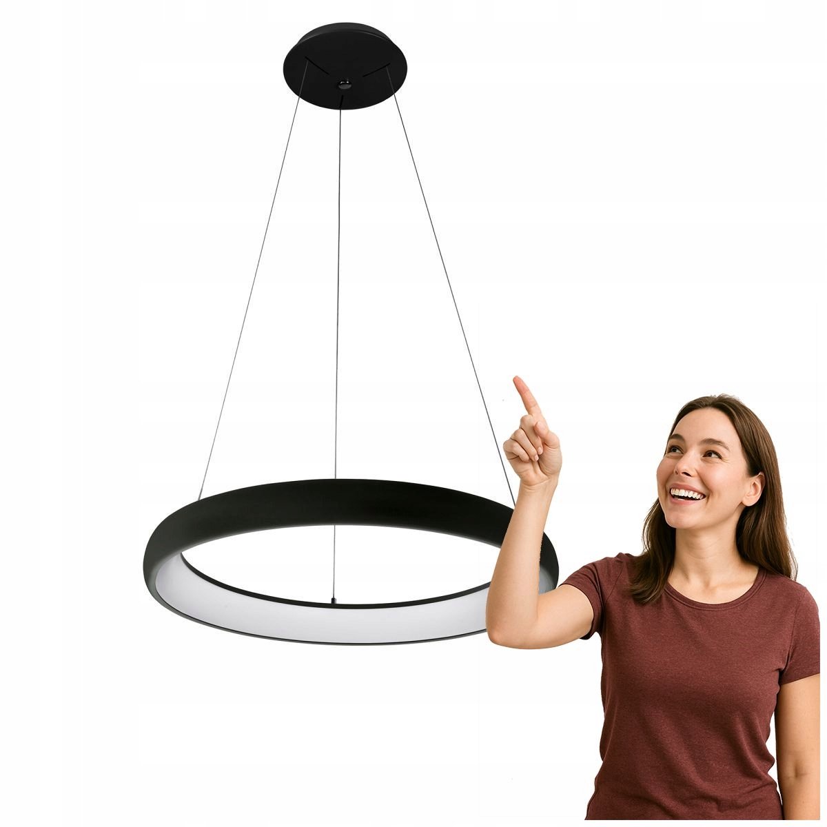Alessia LED Hanglamp Zwart 50W Modern 61cm