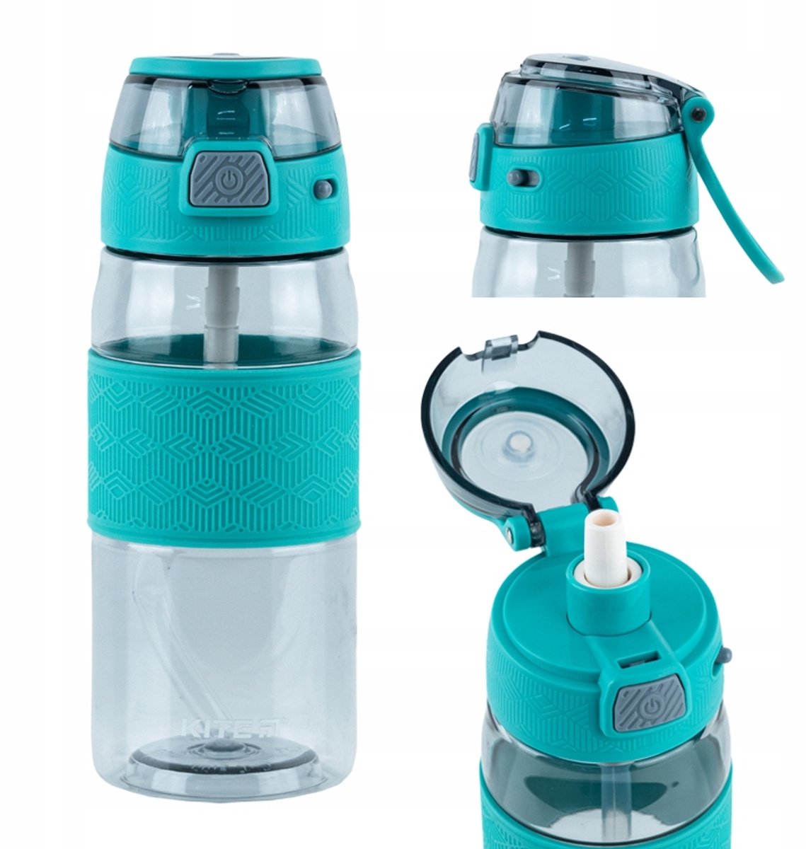 Kite Bidon Waterfles 600ml Tritan met Rietje - Grijs