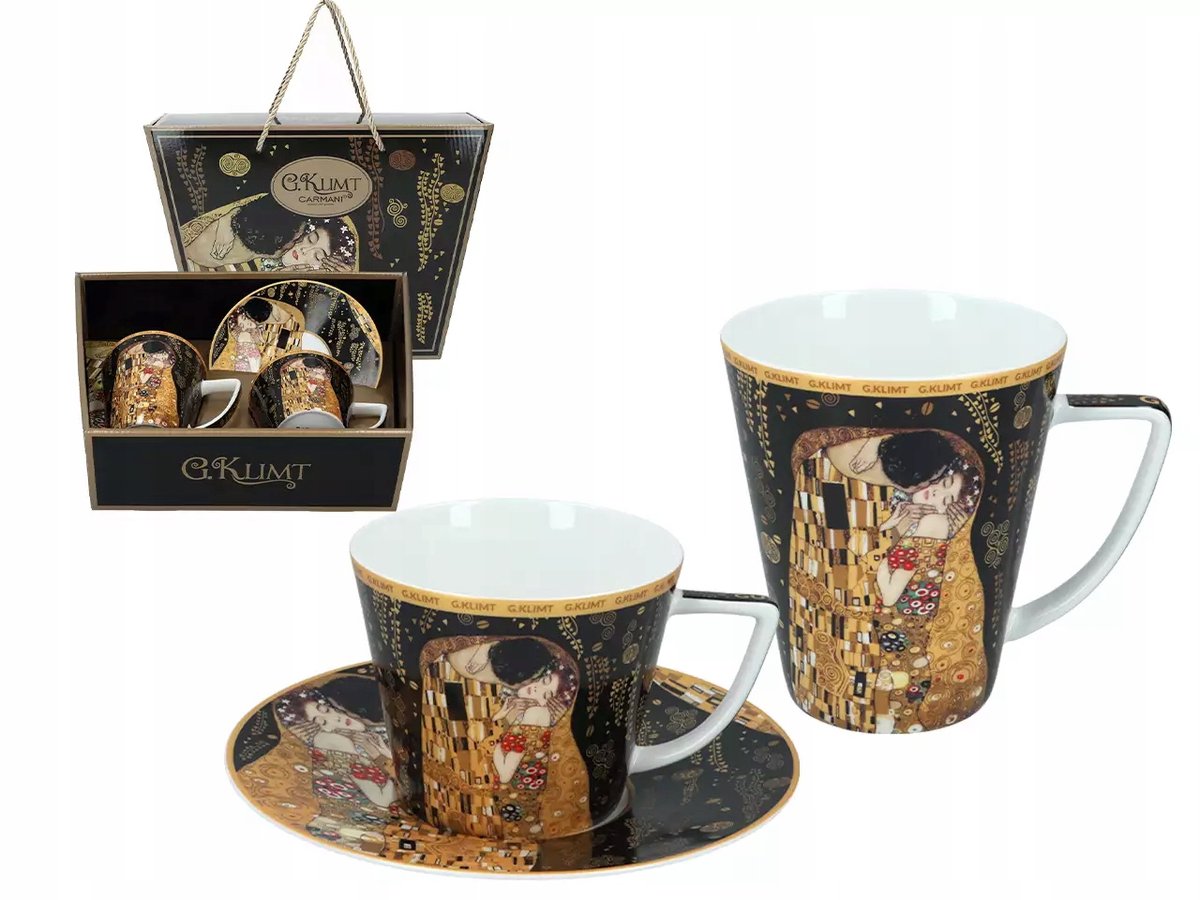 Carmani Mok & Kopje Set - G. Klimt, De Kus, Porselein