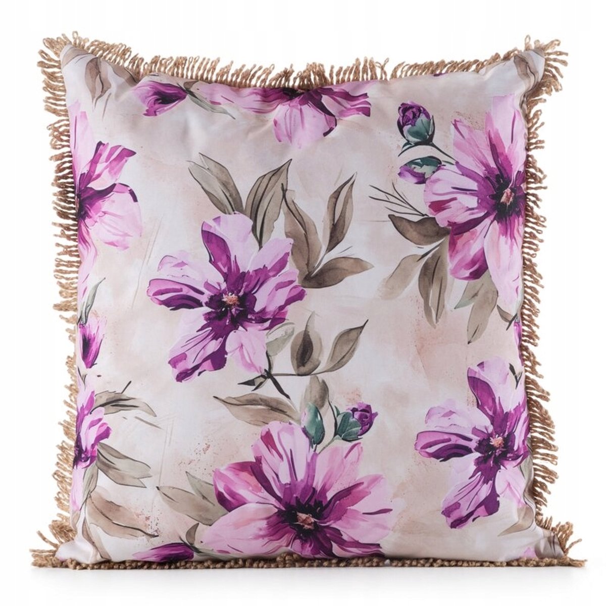 Waterdichte Sierkussenhoes Tuin 45x45cm Crème Paars Bloem