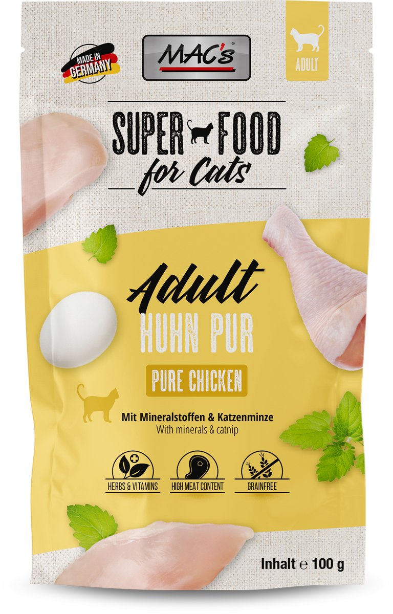 MACs Mac’s Kattenvoer Natvoer Maaltijdzakjes - Kip puur - 12 x 100g