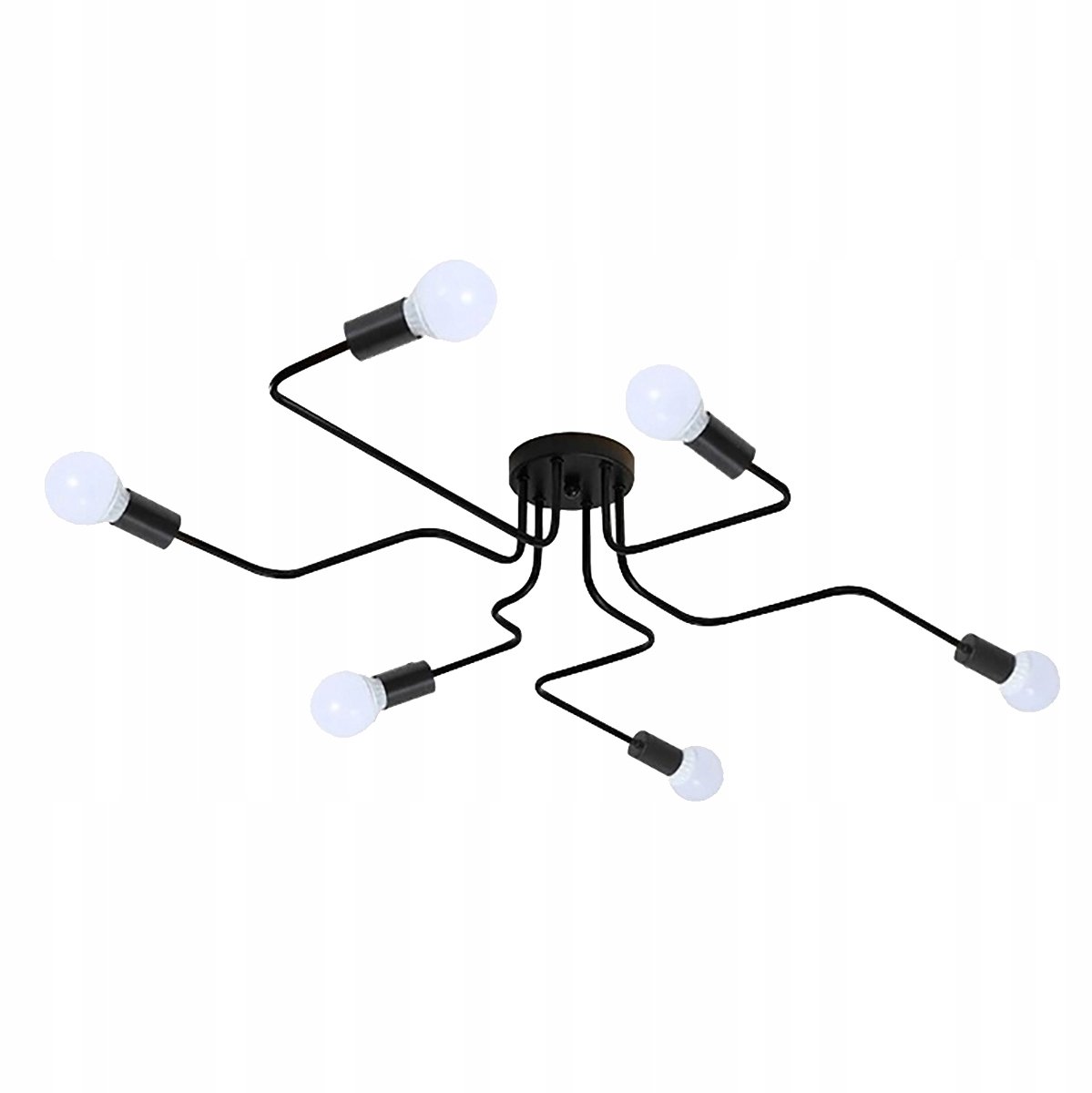 Loft Plafond Lamp Spider 6 Armen Zwart Metaal E27