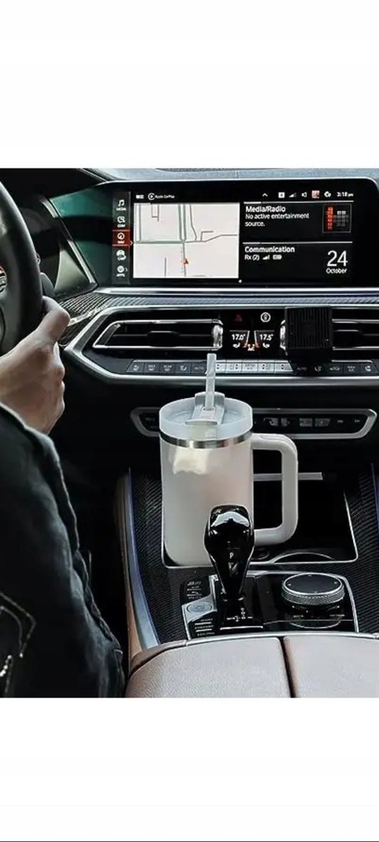 Grote Thermosbeker met Handvat en Rietje - 1L - Merkloos