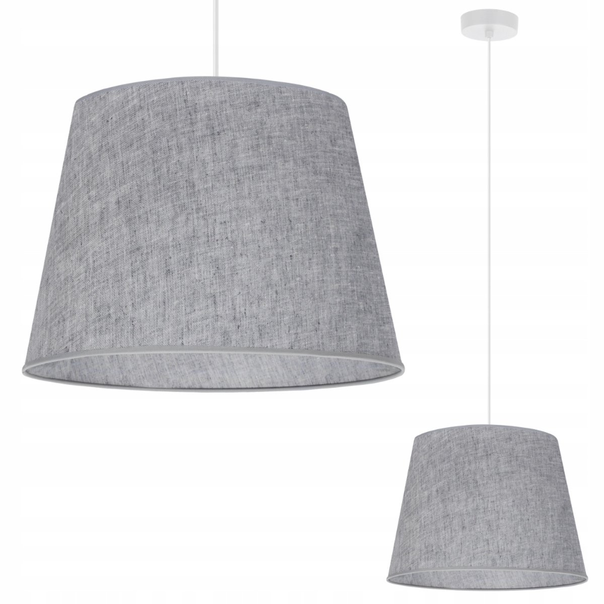 Luxe Hanglamp met Linnen Kap - Grijs, Ø38cm - Woonkamer/Slaapkamer