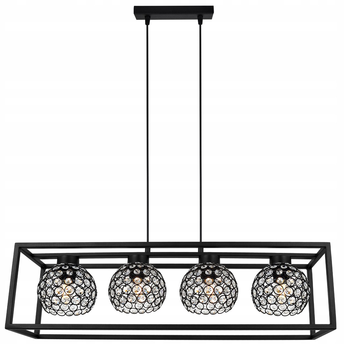 Kristallen Kooi Hanglamp Zwart - Glamour Stijl, 4xE27
