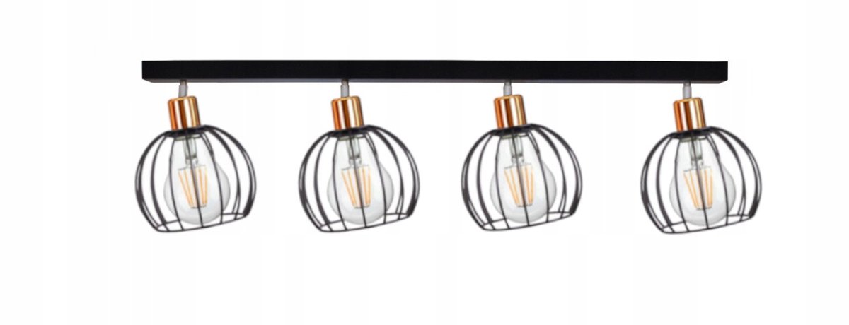 De Hanglamp van de Zwart/Coper van E27 4x60W