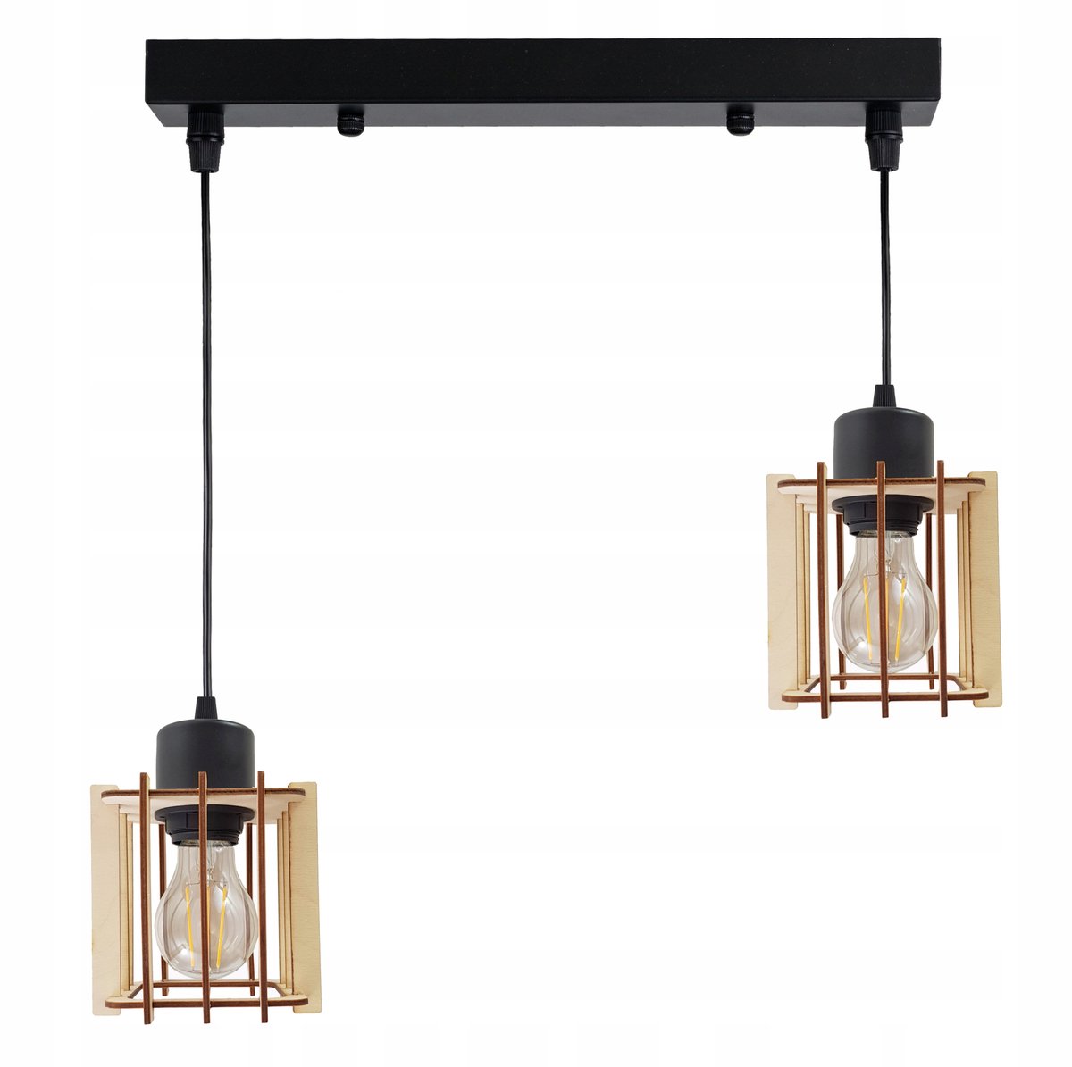 Hanglamp Loft Hout 2xE27 - Stijlvolle Sfeerverlichting