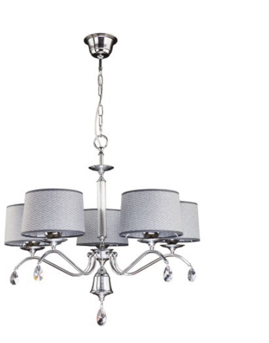 EGIDA 1604J Chroom hanglamp met kristal en stoffen kap
