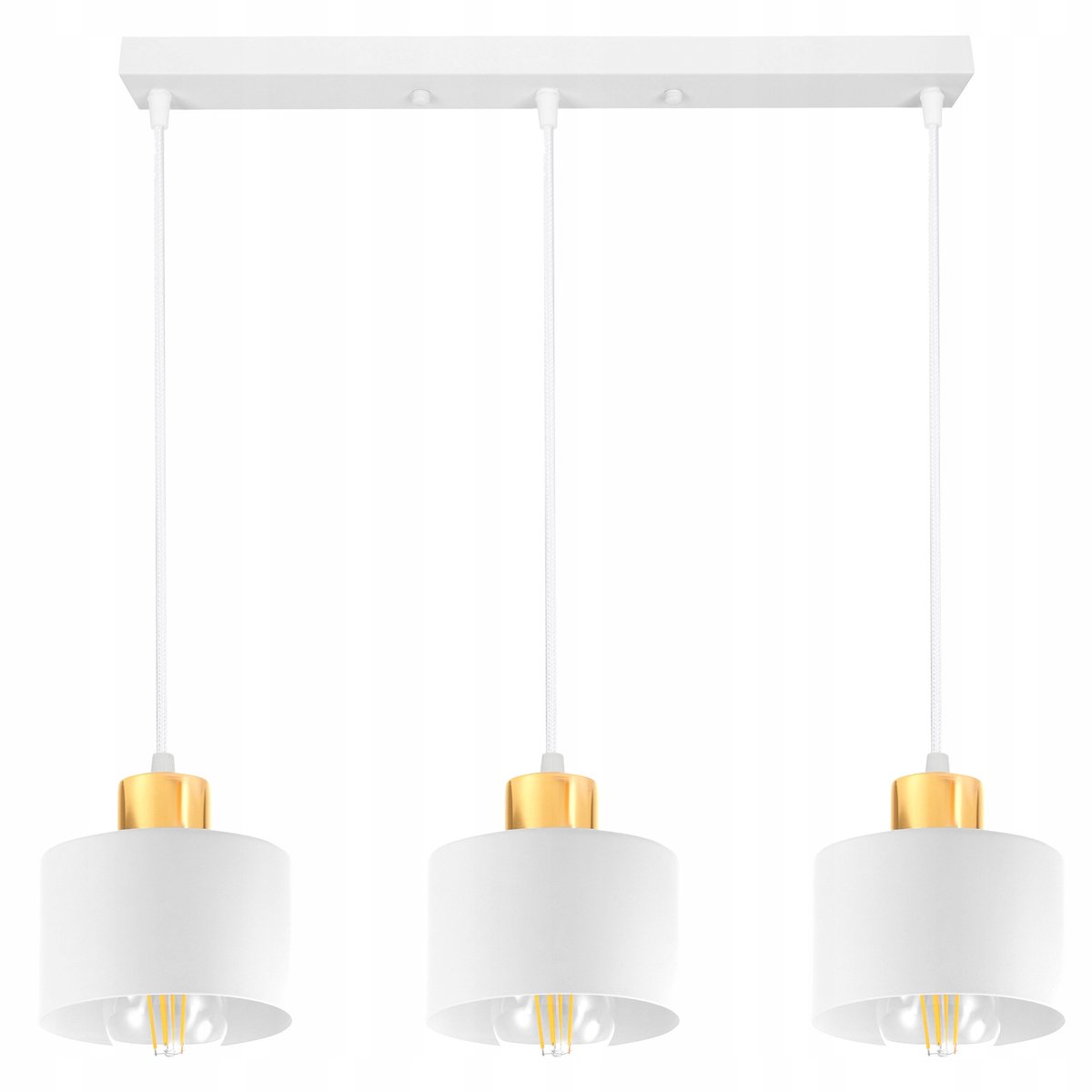 Witte Hanglamp Goud 3xE27 voor Woonkamer Keuken Eilandtafel
