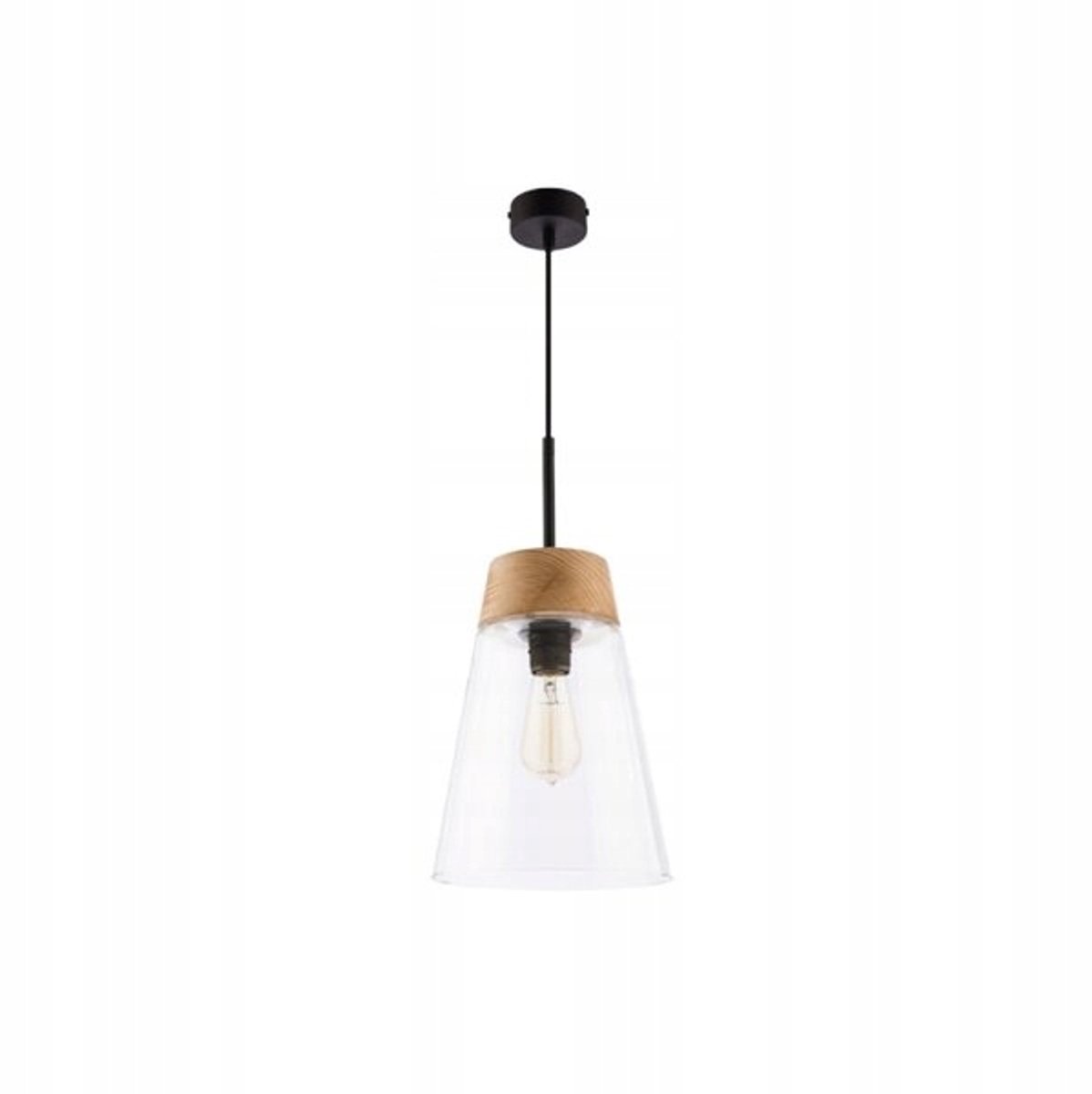 DOMINO Hanglamp Transparant Hout Naturel E27 1-lichts