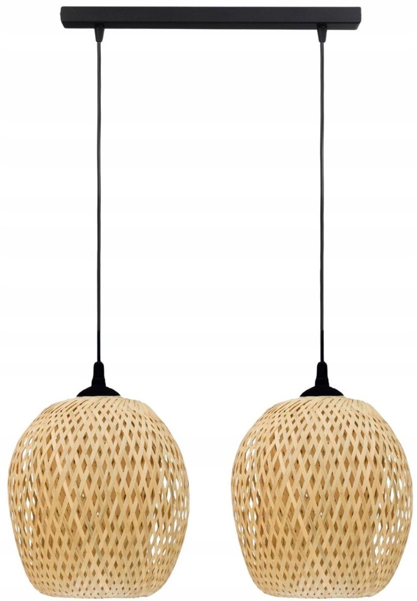 Dubbele Bamboe Hanglamp Zwart - 2x E27