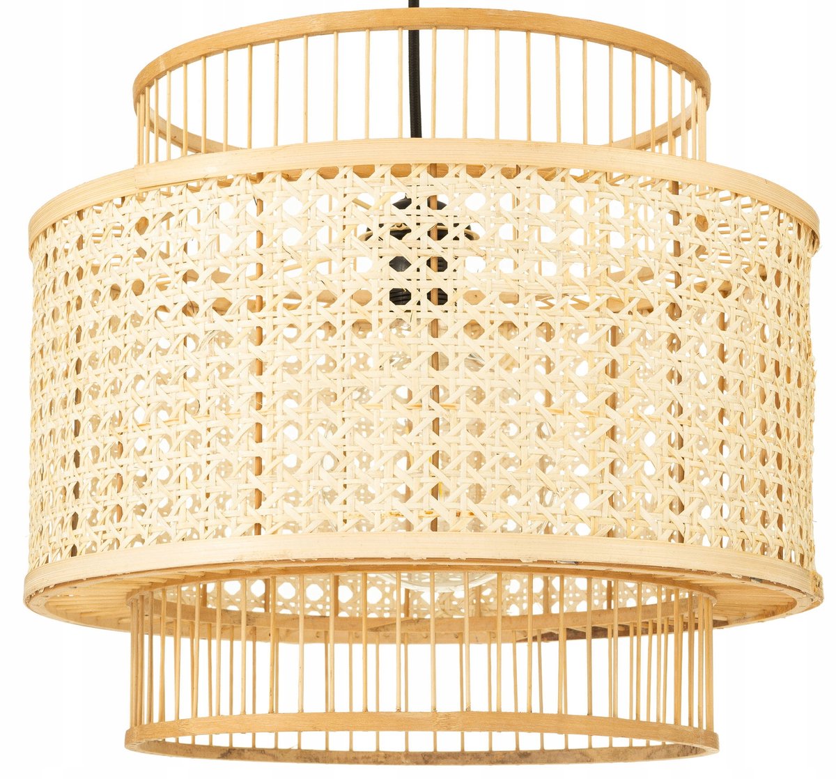 Zwarte Rattan Hanglamp Boho 40cm - Natuurlijke Vlechtstijl