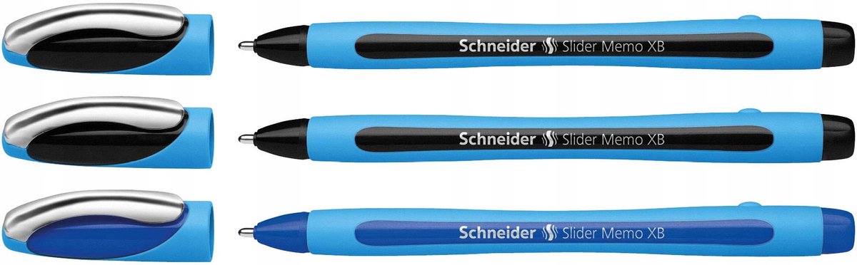 Schneider Slider Memo XB set: 3 pennen (2x zwart, 1x blauw)