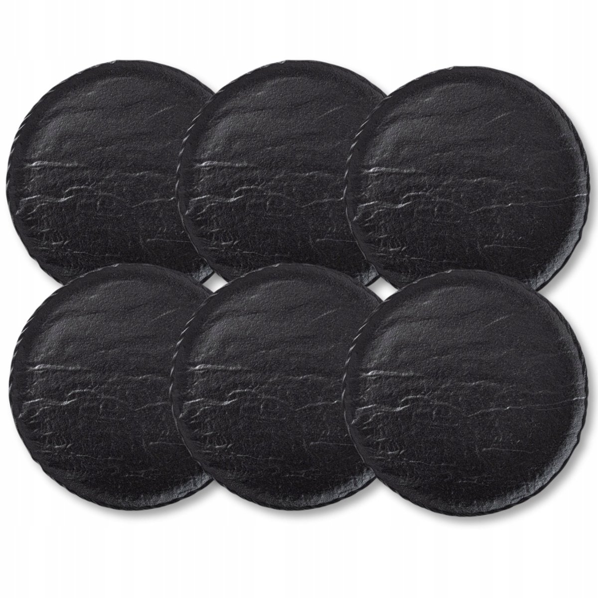 Wilmax Slatestone Ronde Bord 15,5 cm - Mat Zwart Porselein - Set van 6 - Leisteen Look Bordjes voor Tapas & Desserts