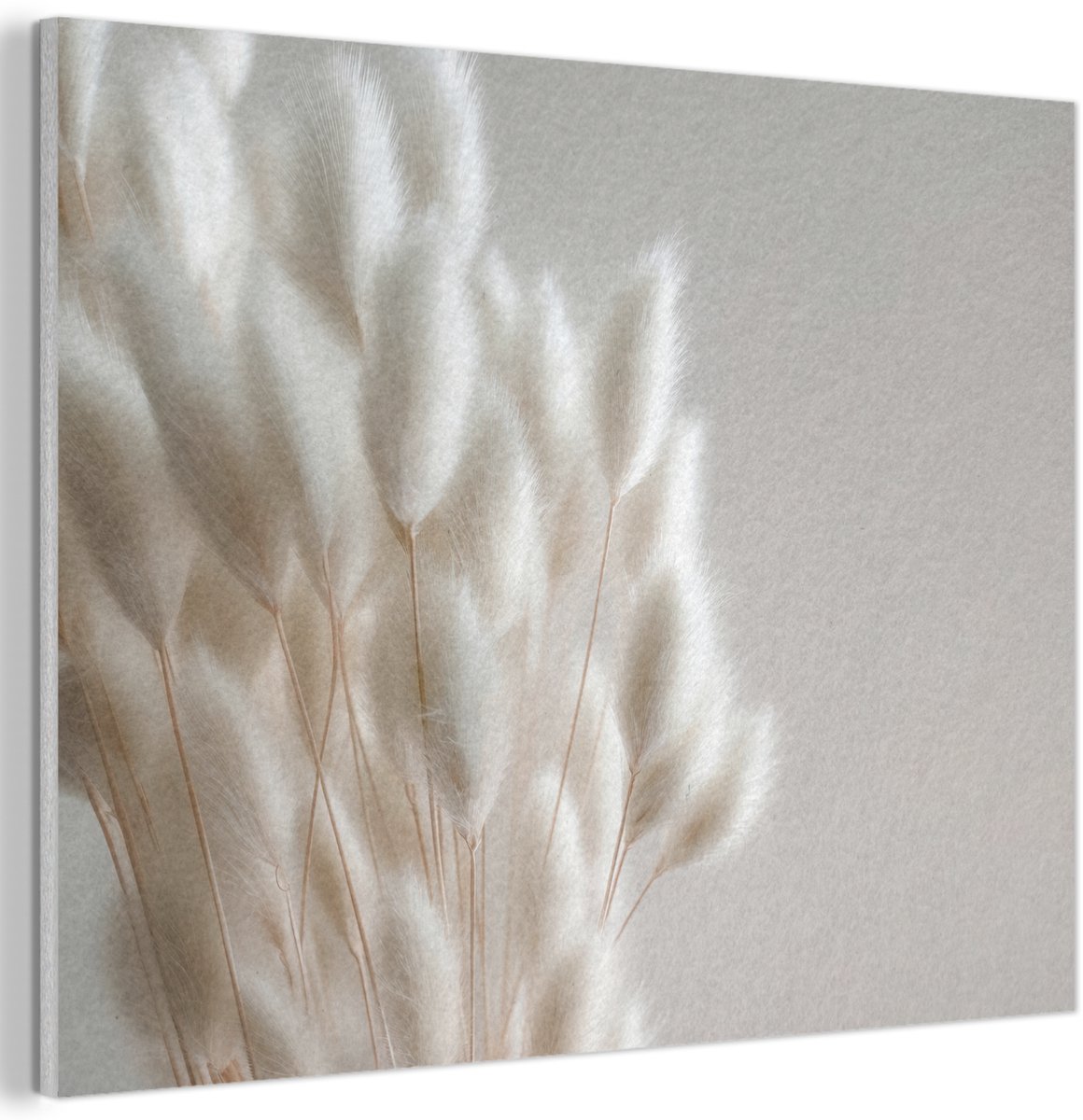 Akoestisch wandpaneel 80x60 cm - Vilt schilderij Pluimen - Beige - Minimalistisch - Akoestische panelen - Geluidsdempende wanddecoratie - Geluidsisolatie woonkamer - Muurdecoratie geluidspanelen