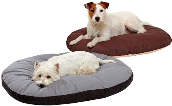 Doc Bed Ovaal Hondenkussen - Grijs & Zwart - 80 x 62 x 10 cm