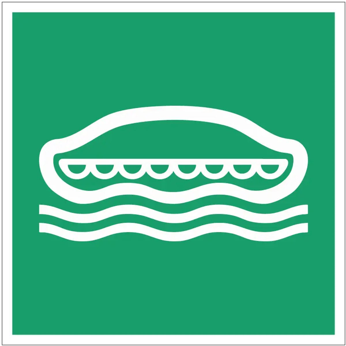 Overlevingsboot sticker - E036 | 20 x 20 cm