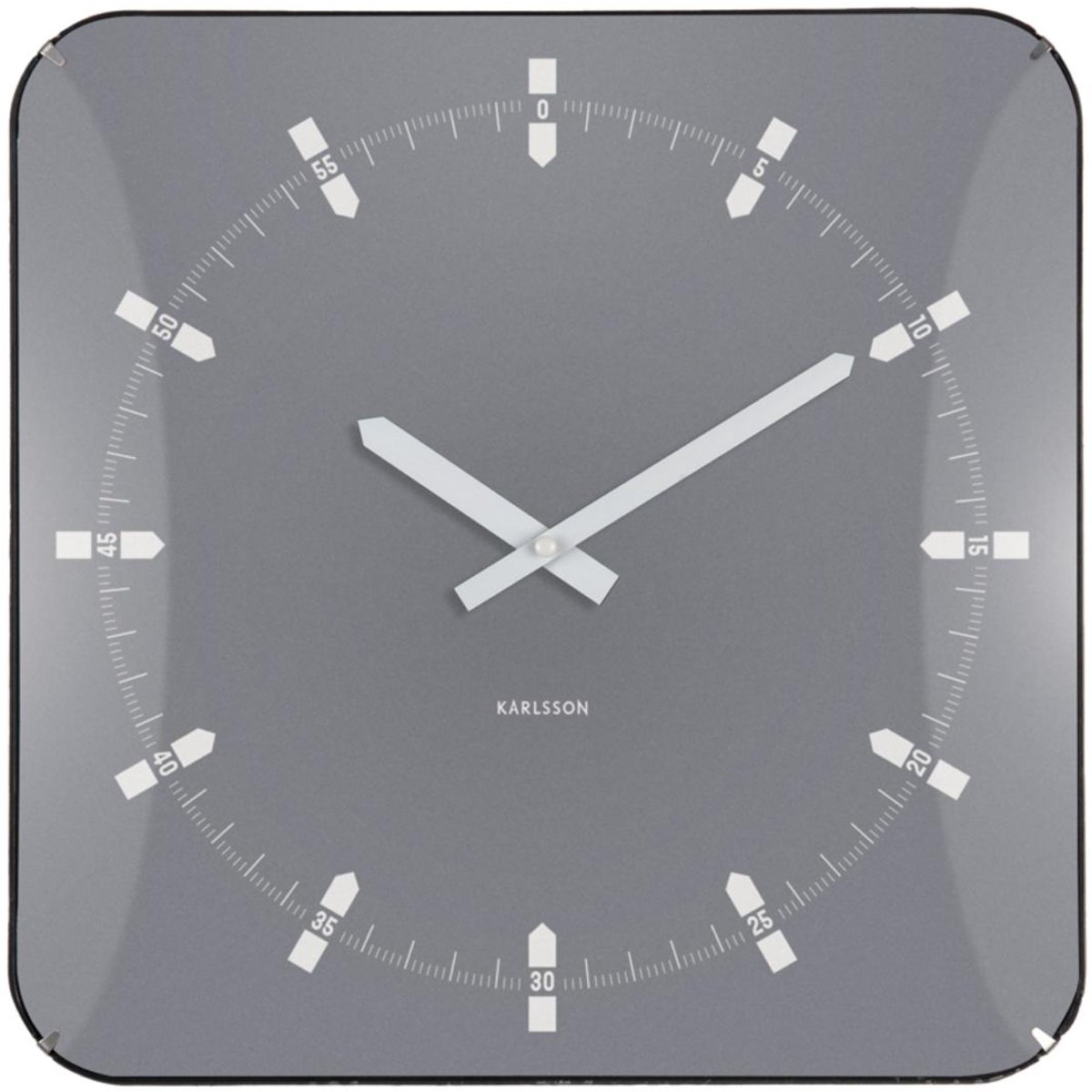 Horloge Murale Karlsson Sucinto Dome Square - 35x35x35 Cm, Vert | Design Carré Moderne Avec Verre Bombé Pour Salon, Bureau