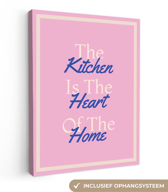 Tableau toile 60x80 cm - Décoration murale exclusive Texte - Blauw - Cuisine - Cadre - Accessoires de décoration murale - Décoration murale cuisine - Peintures sur toile