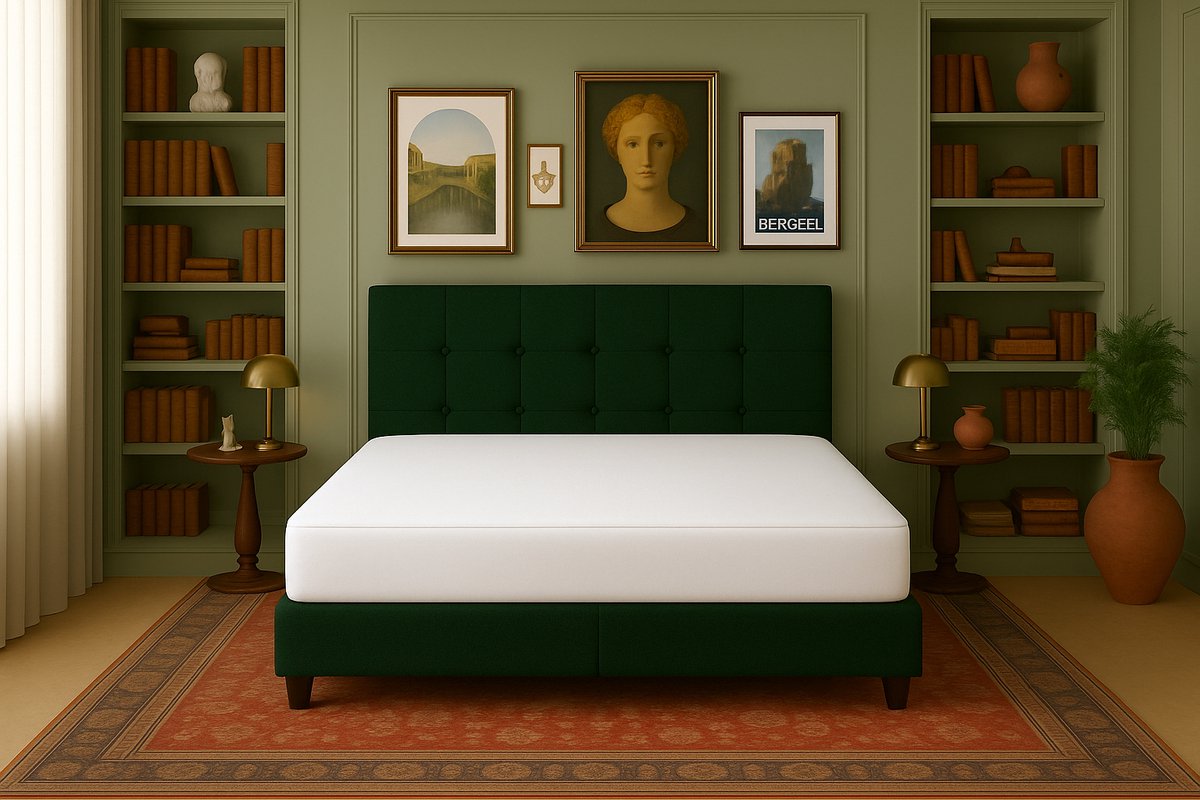 Boxspring Torino Vlak 120x200 cm Luxe Pocketvering Stof donkergroen Gratis 2x Hoofdkussens