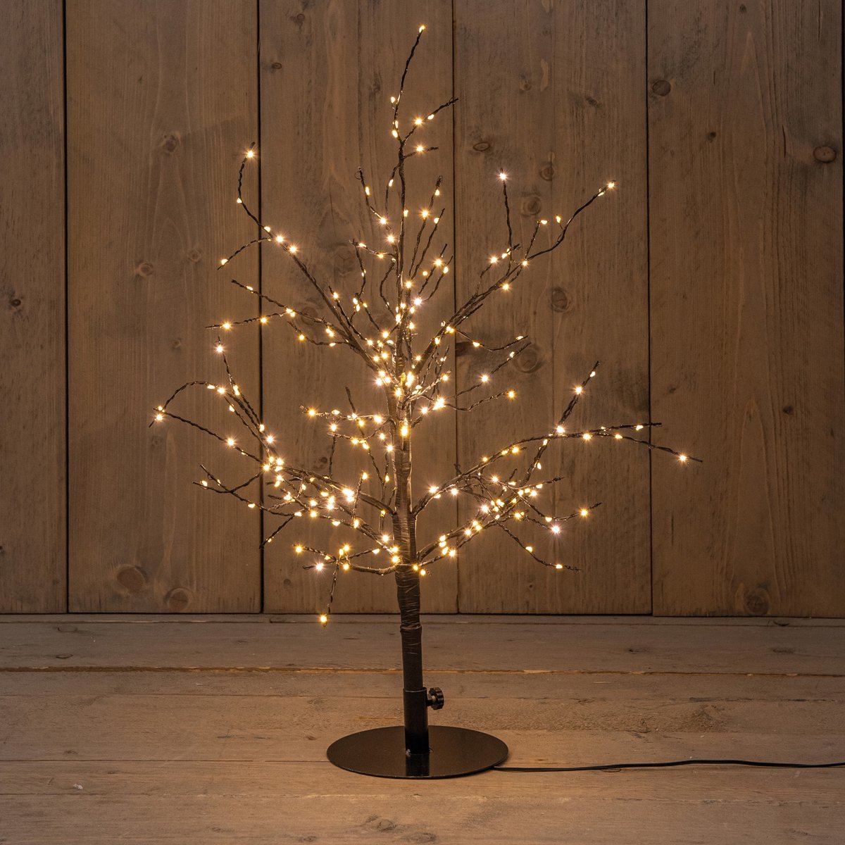 Anna's Collection Lichtboom - zwart - metaal - 60 cm - 240 led lichtjes - klassiek warm - verlichte kerstboom