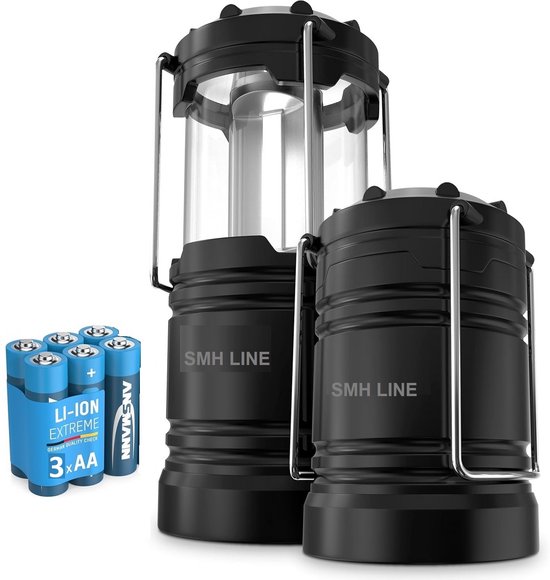 SMH LINE® Camping Lamp - Kampeerlamp - Incl. Batterijen - Noodlamp - LED - lantaarn - Kampeerlamp - Tentlamp - Zwart