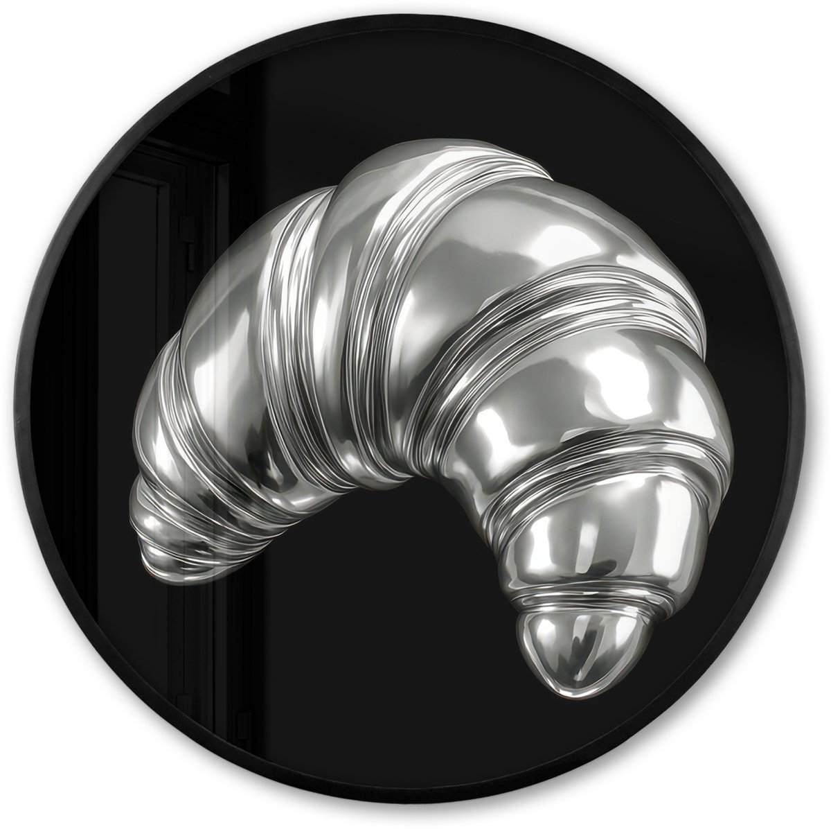FrameYourWall Poster in lijst Rond - Fotolijst 60x60 cm - Posters - Croissant - Metaal - Zilver - Ronde posterlijst zwart - Decoratie - Wanddecoratie woonkamer - Muurdecoratie slaapkamer