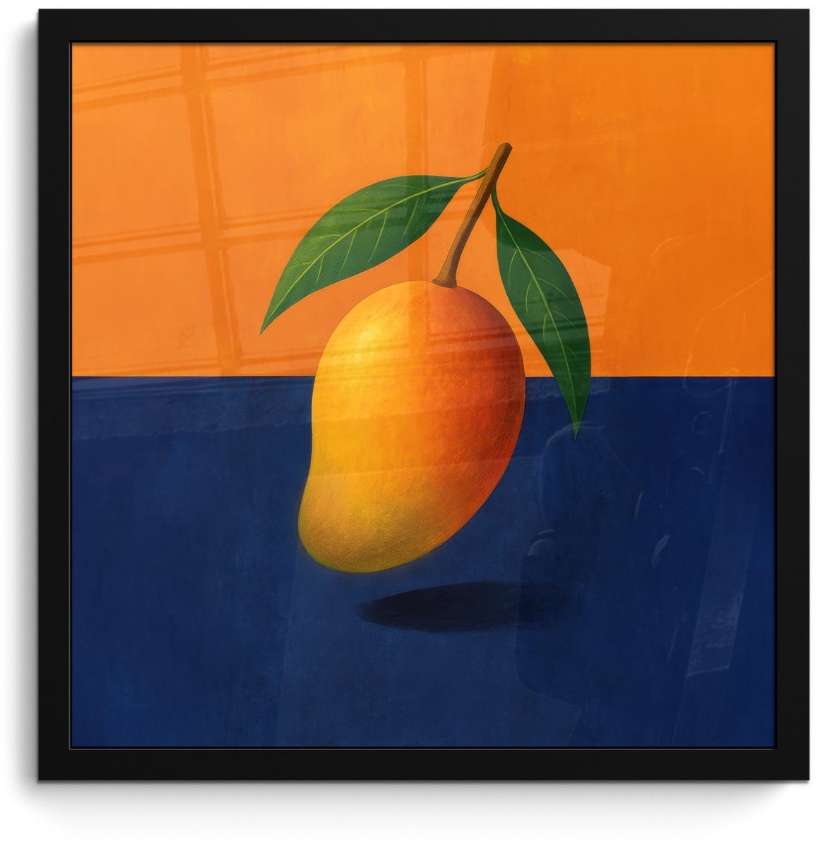 FrameYourWall Poster in lijst - Fotolijst 40x40 cm - Posters - Mango - Vlakken - Bladeren - Oranje - Posterlijst zwart - Decoratie - Wanddecoratie woonkamer - Muurdecoratie slaapkamer