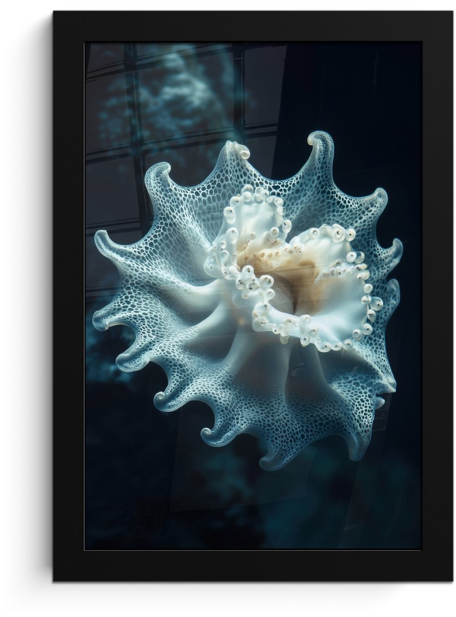 FrameYourWall Poster in lijst - Fotolijst 20x30 cm - Posters - Zeewezen - Wit - Golven - Water - Posterlijst zwart - Decoratie - Wanddecoratie woonkamer - Muurdecoratie slaapkamer