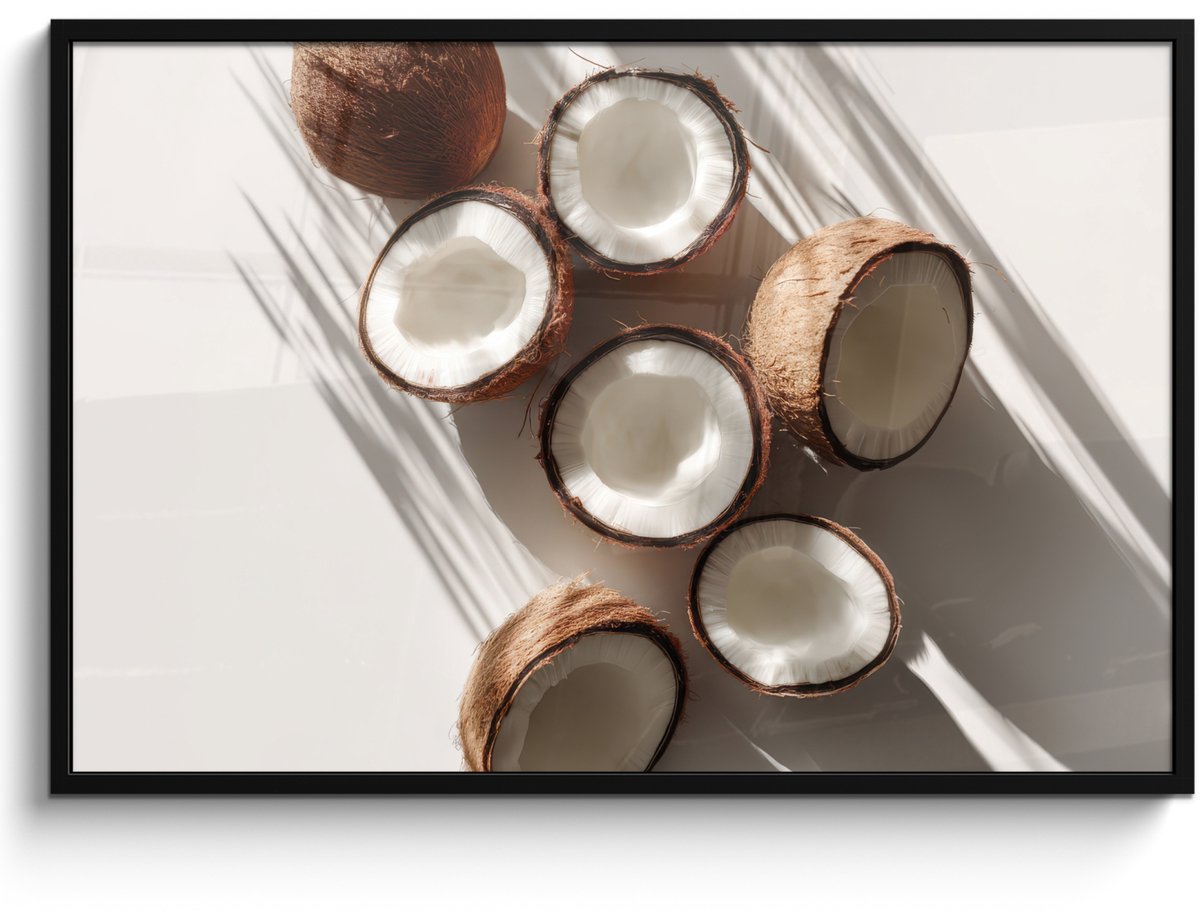 FrameYourWall Poster in lijst - Fotolijst 120x80 cm - Posters - Kokosnoten - Bruin - Shaduw - Posterlijst zwart - Decoratie - Wanddecoratie woonkamer - Muurdecoratie slaapkamer