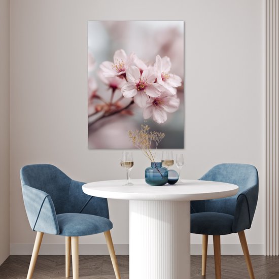 Poster 60x80 cm - Bloesems - Meeldraden - Geel - Wazig - Posters - Kamer decoratie - Wanddecoratie woonkamer - Muurdecoratie slaapkamer