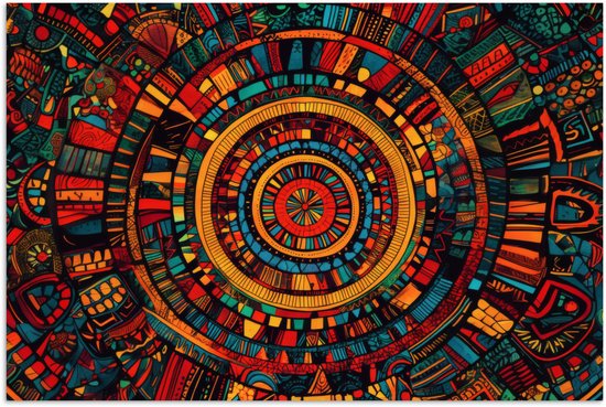 Affiche 60x40 cm - Mandala - Cercles - Motifs - Posters - Décoration chambre - Décoration murale salon - Décoration murale chambre