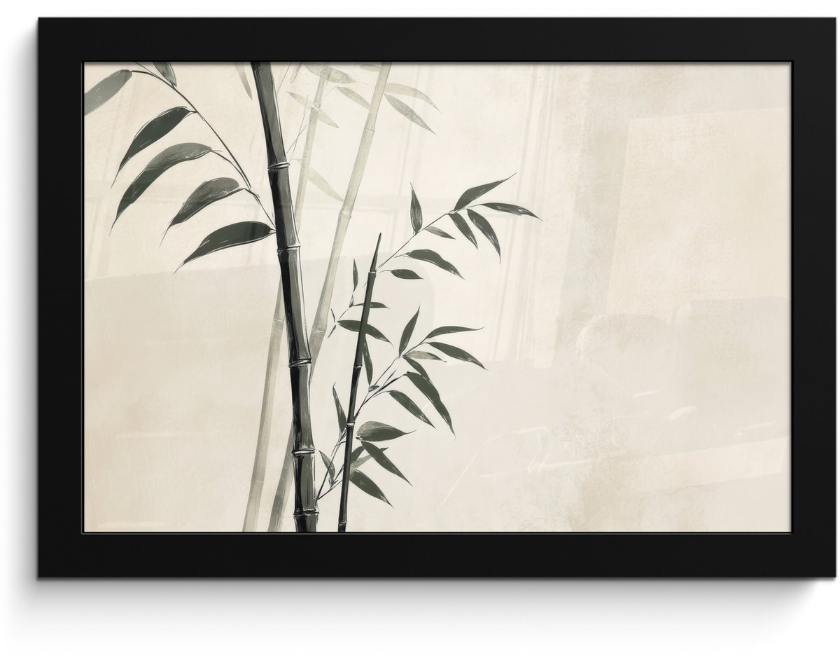 FrameYourWall Poster in lijst - Fotolijst 30x20 cm - Posters - Japandi - Bamboe - Beige - Posterlijst zwart - Decoratie - Wanddecoratie woonkamer - Muurdecoratie slaapkamer