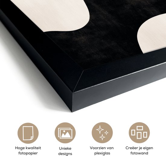 Affiche encadrée - Cadre photo 20x30 cm - Posters - Abstrait - Japandi - Beige - Moderne - Poster encadré noir - Décoration - Décoration murale salon - Décoration murale chambre