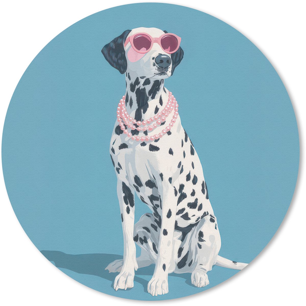 Muismat rond 20x20 cm - Mousepad Dalmatiër - Zonnebril - Blauw - Ronde muismatten