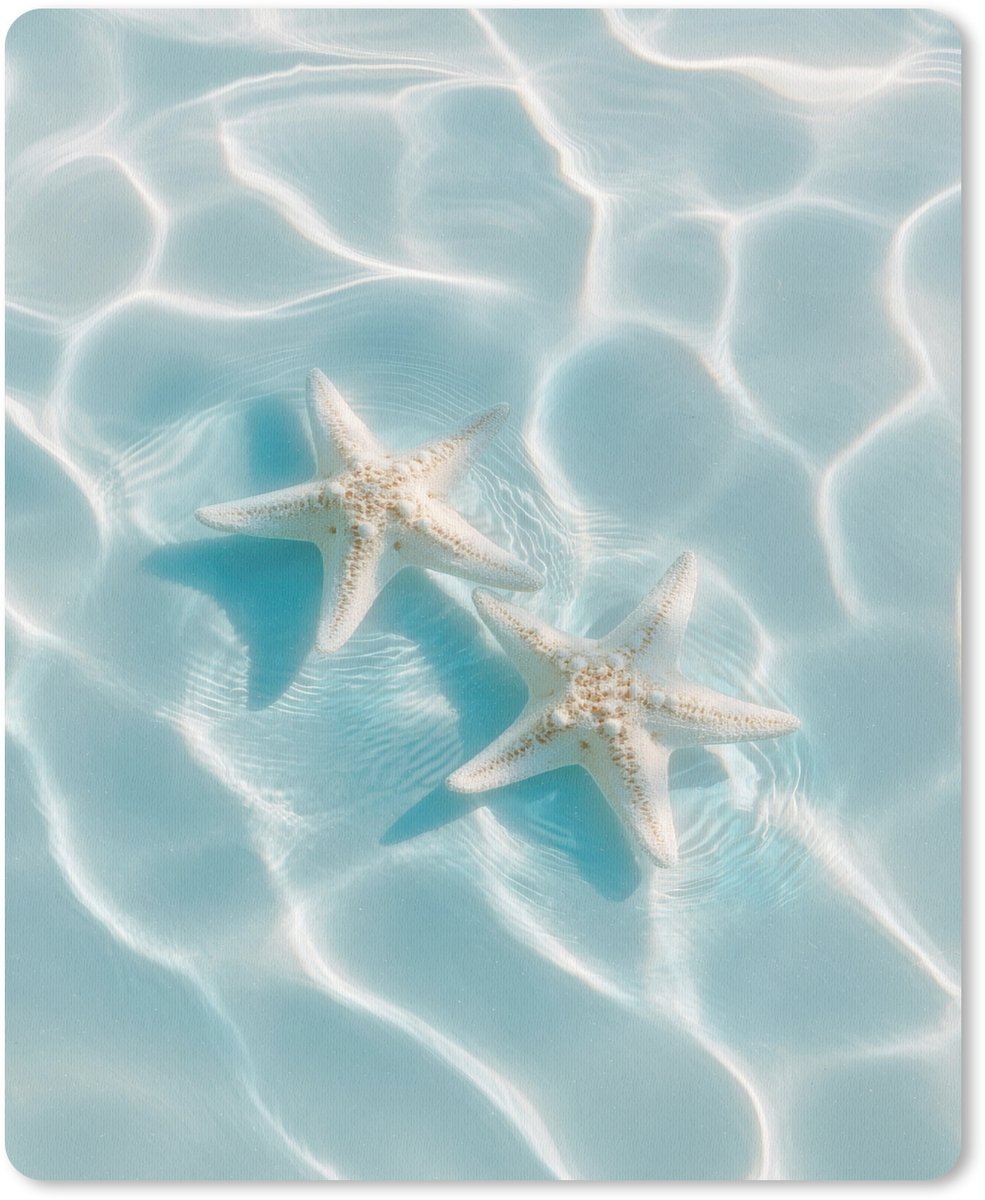 Muismat 19x23 cm - Mousepad Zeesterren - Golvend water - Rustgevend - Muismatten