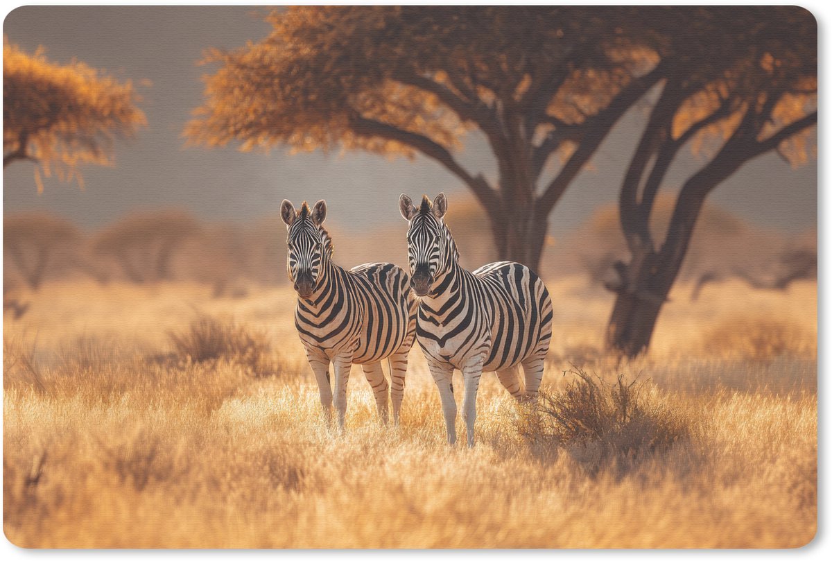 Muismat 27x18 cm - Mousepad Zebra's - Savannelandschap - Gras - Muismatten