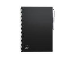 foto van MOYU Uitwisbaar Notitieboek - A4 Steenpapier - Hardcover - Pitch Black - Multifunctionele pagina’s - Inclusief uitwisbare pen, penhouder en wisdoekje