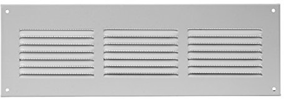 Wit Stalen Ventilatierooster met Insectengaas 300x100mm - Perfect voor Ventilatiesystemen