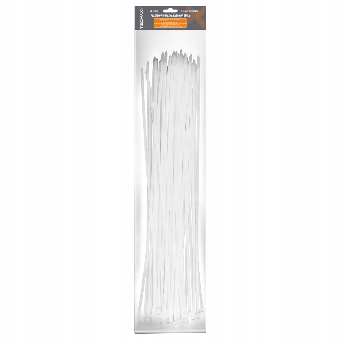 Tecmaxx kabelbinders Wit 9mm x 750mm - 50 stuks