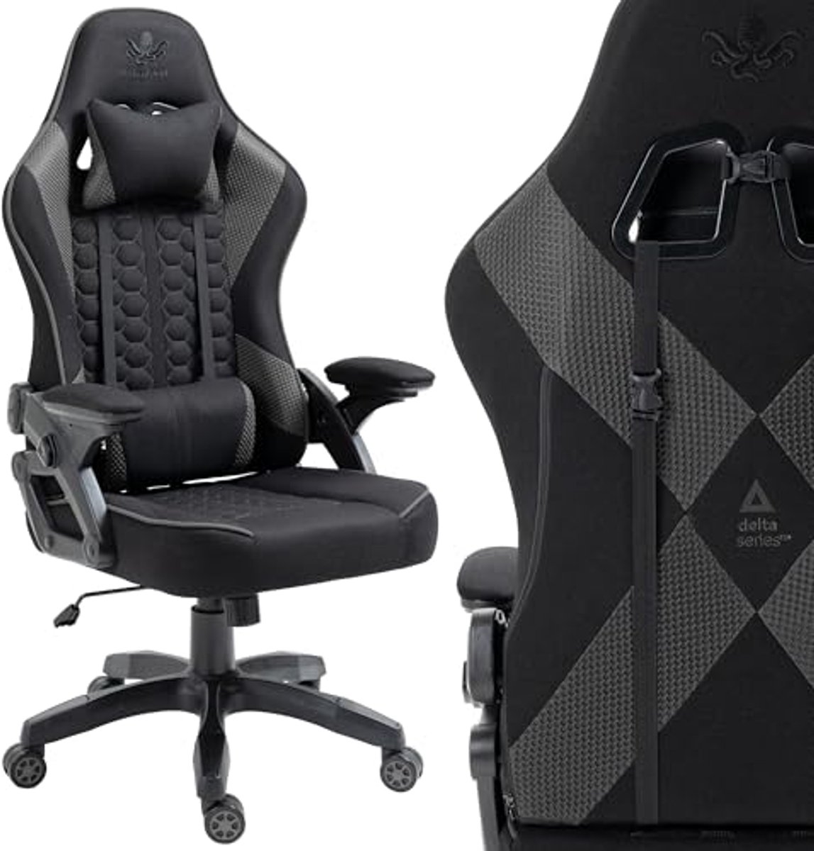 Ergonomische Gamingstoel in Hoogte Verstelbaar - Zwart-Grafiet